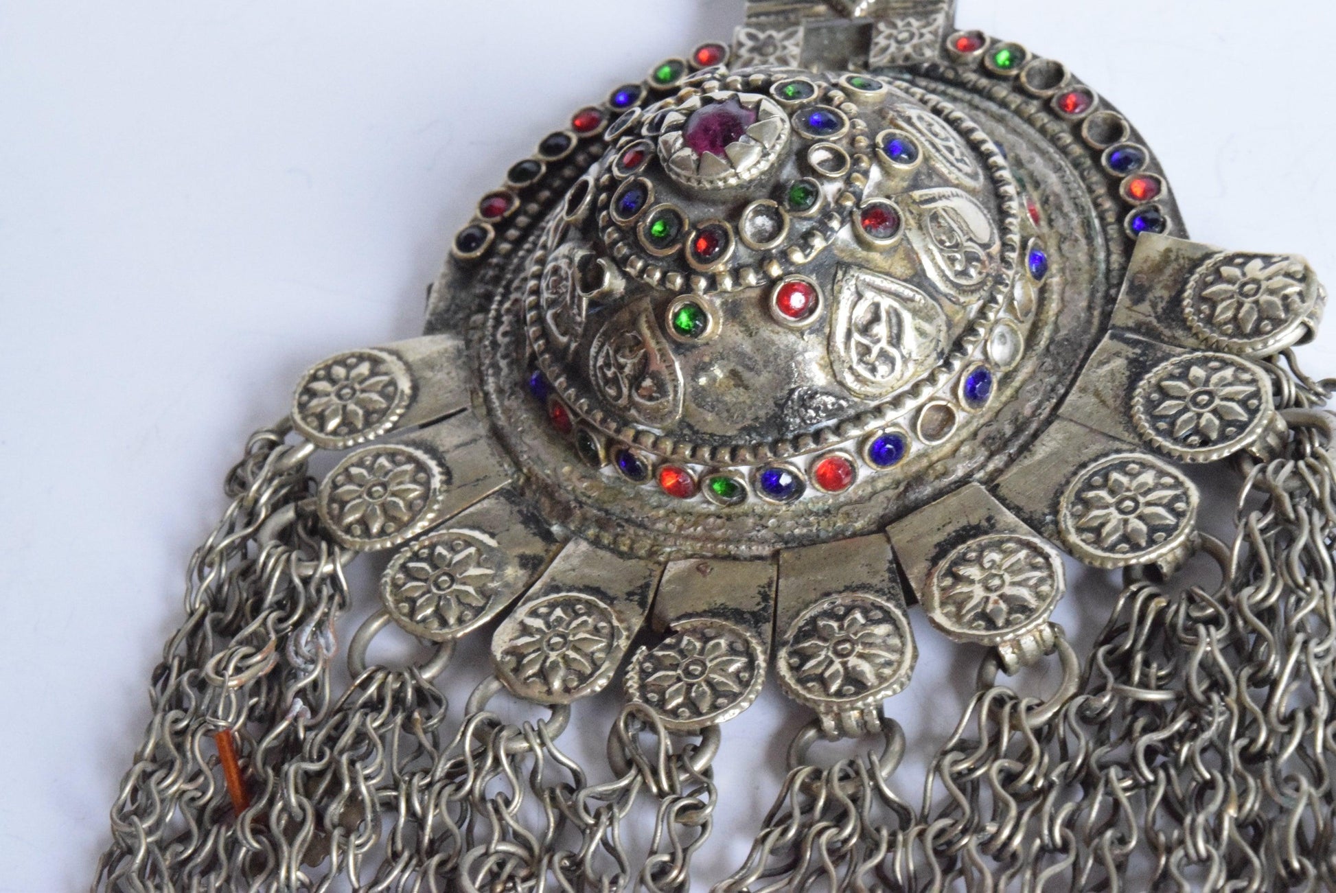 Vintage Kuchi Pendant With Colorful Glass Beads - Anteeka