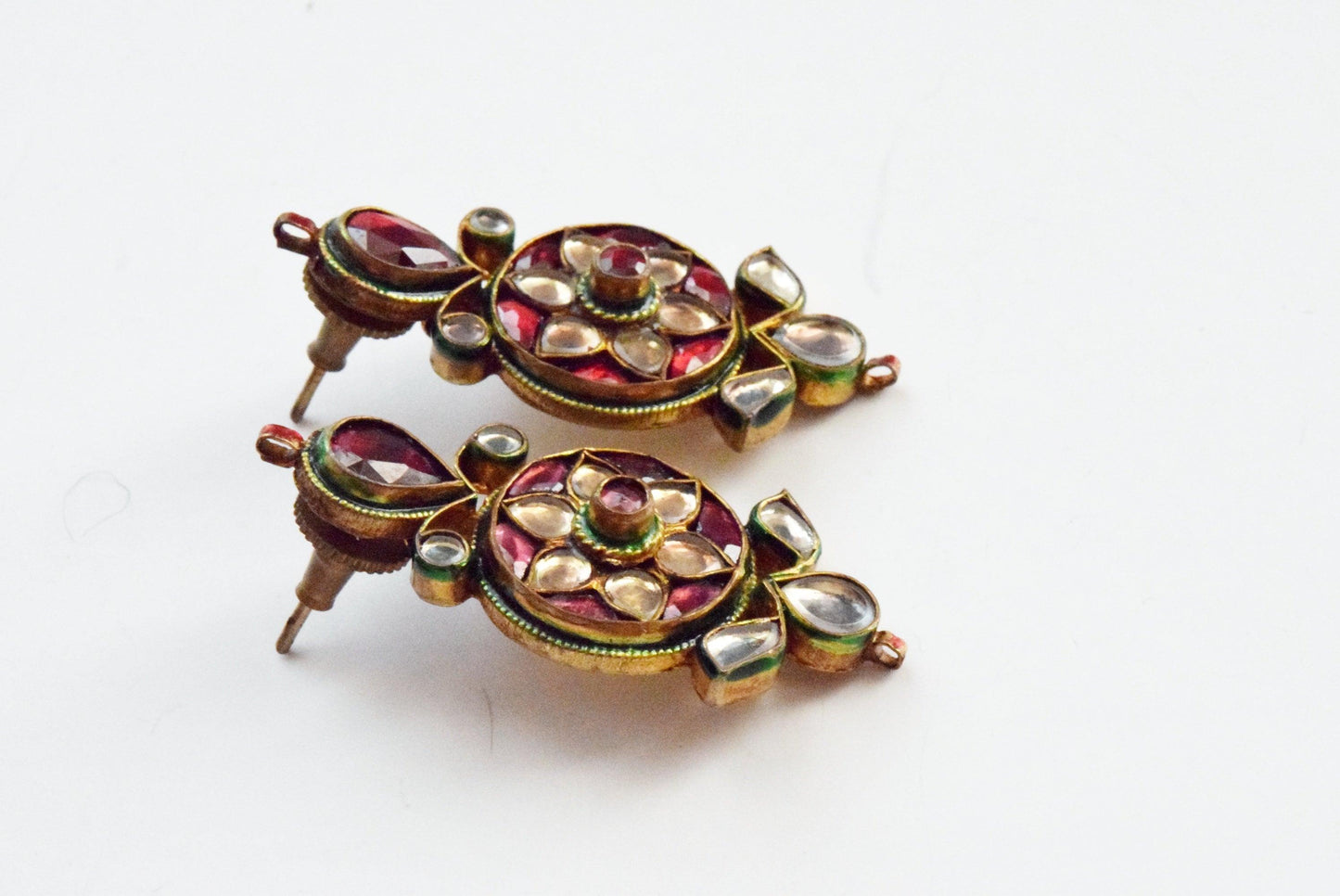 Vintage Kundan Style Indian Earrings - Anteeka