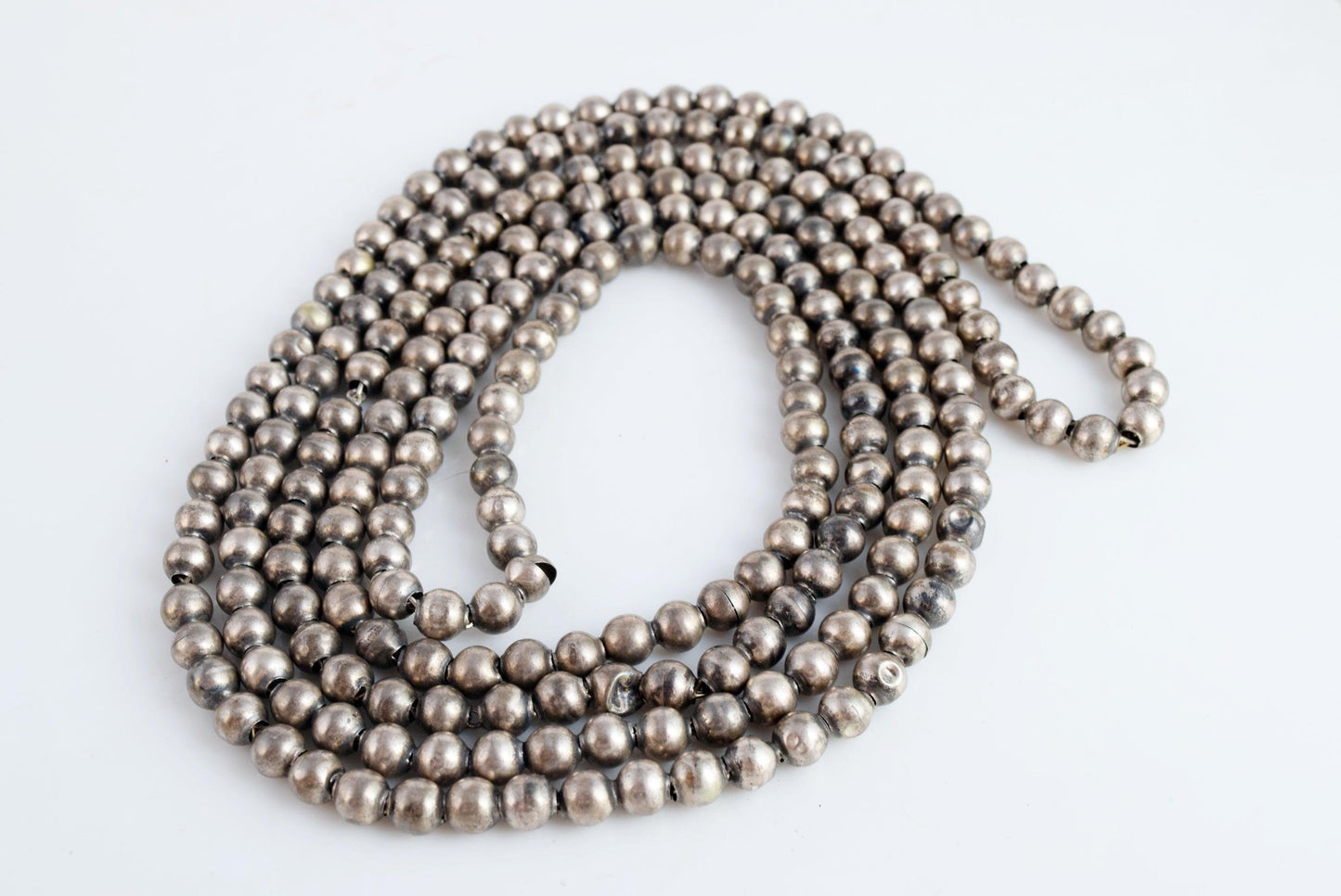 long silver bead necklace
