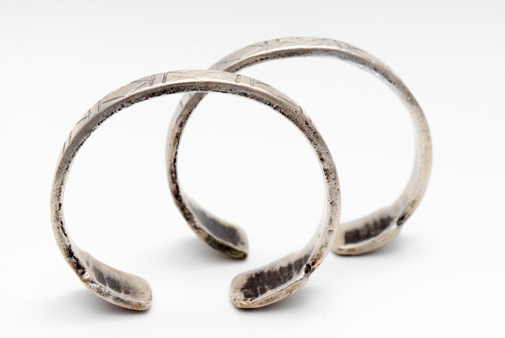 Vintage Matching Pair of Silver Berber Anklets or Bracelets - Anteeka