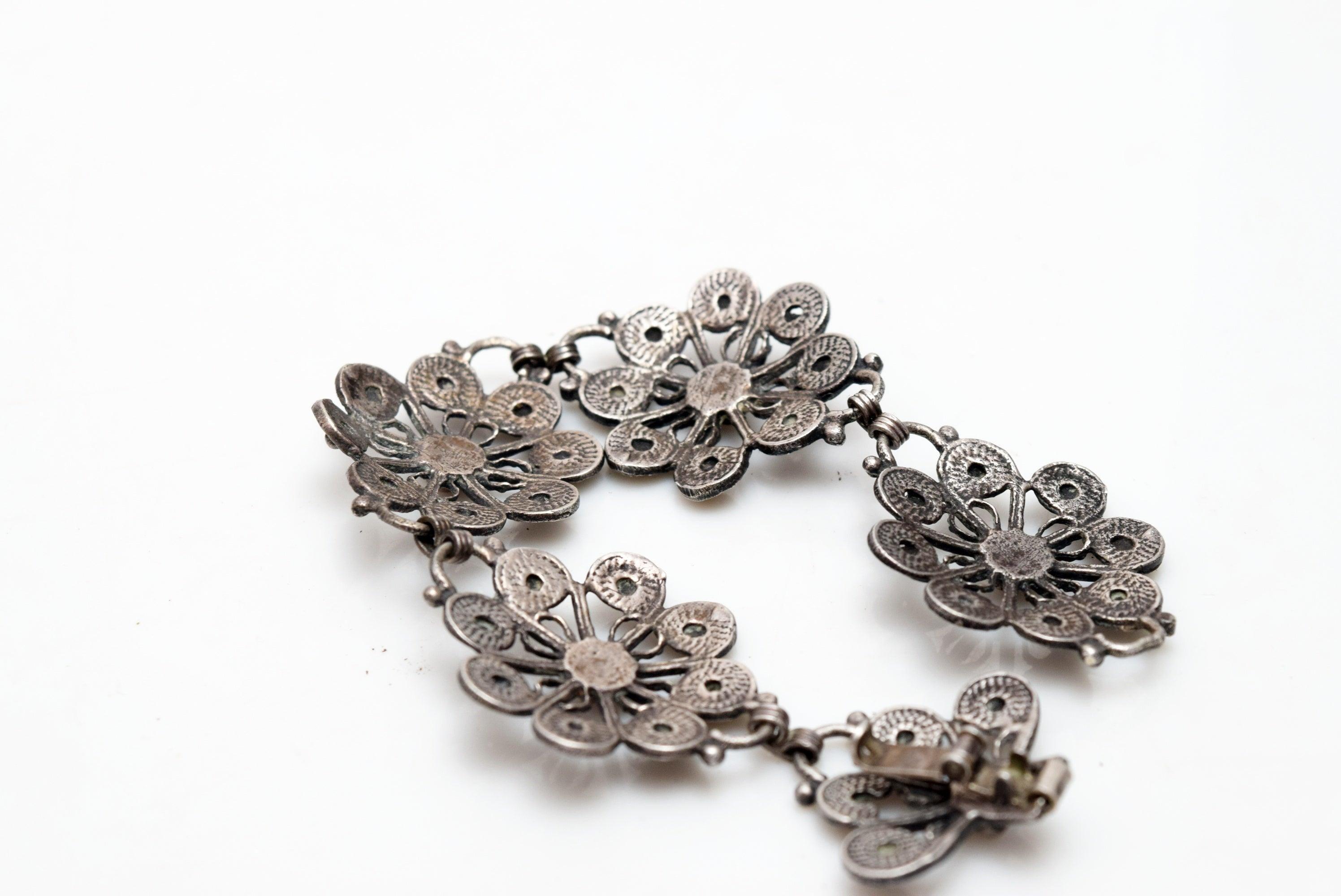 Vintage Mexican Silver Flower Link Bracelet – Anteeka