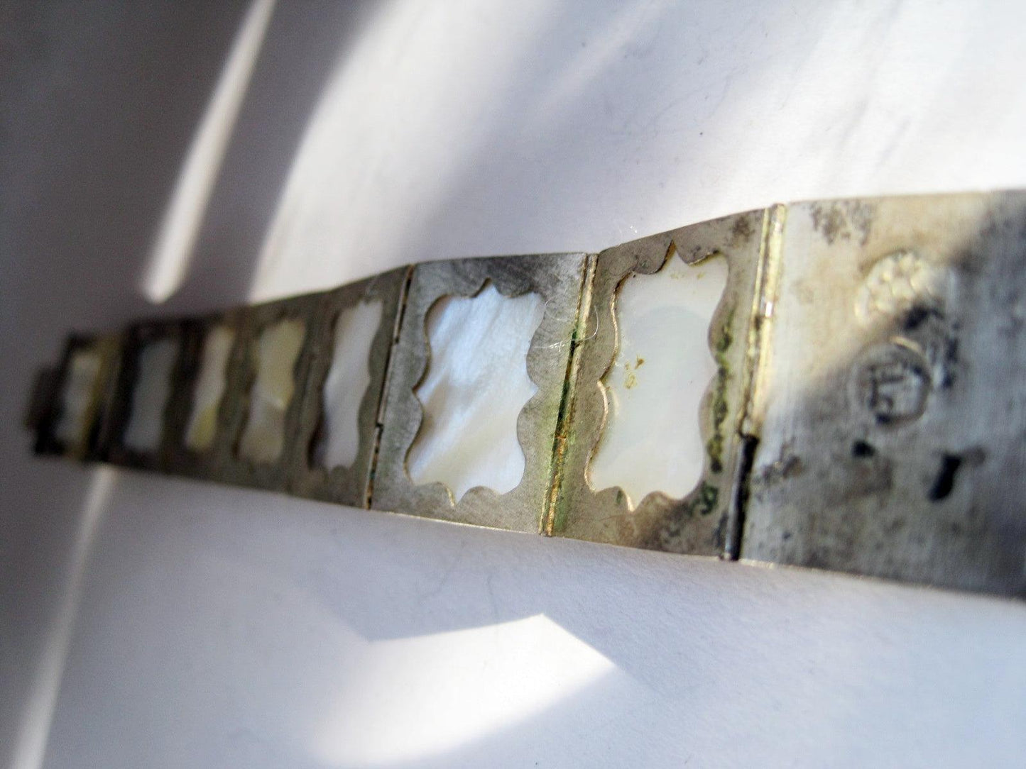 mother of pearl panel bracelet