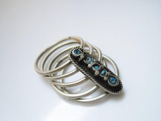 Vintage Middle East Ring with Five Bands and Turquoise Beads - Anteeka