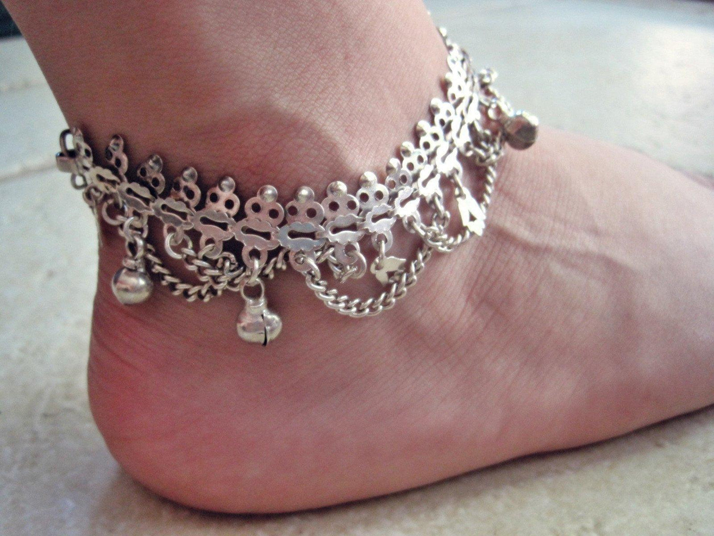 ethnic silver anklet