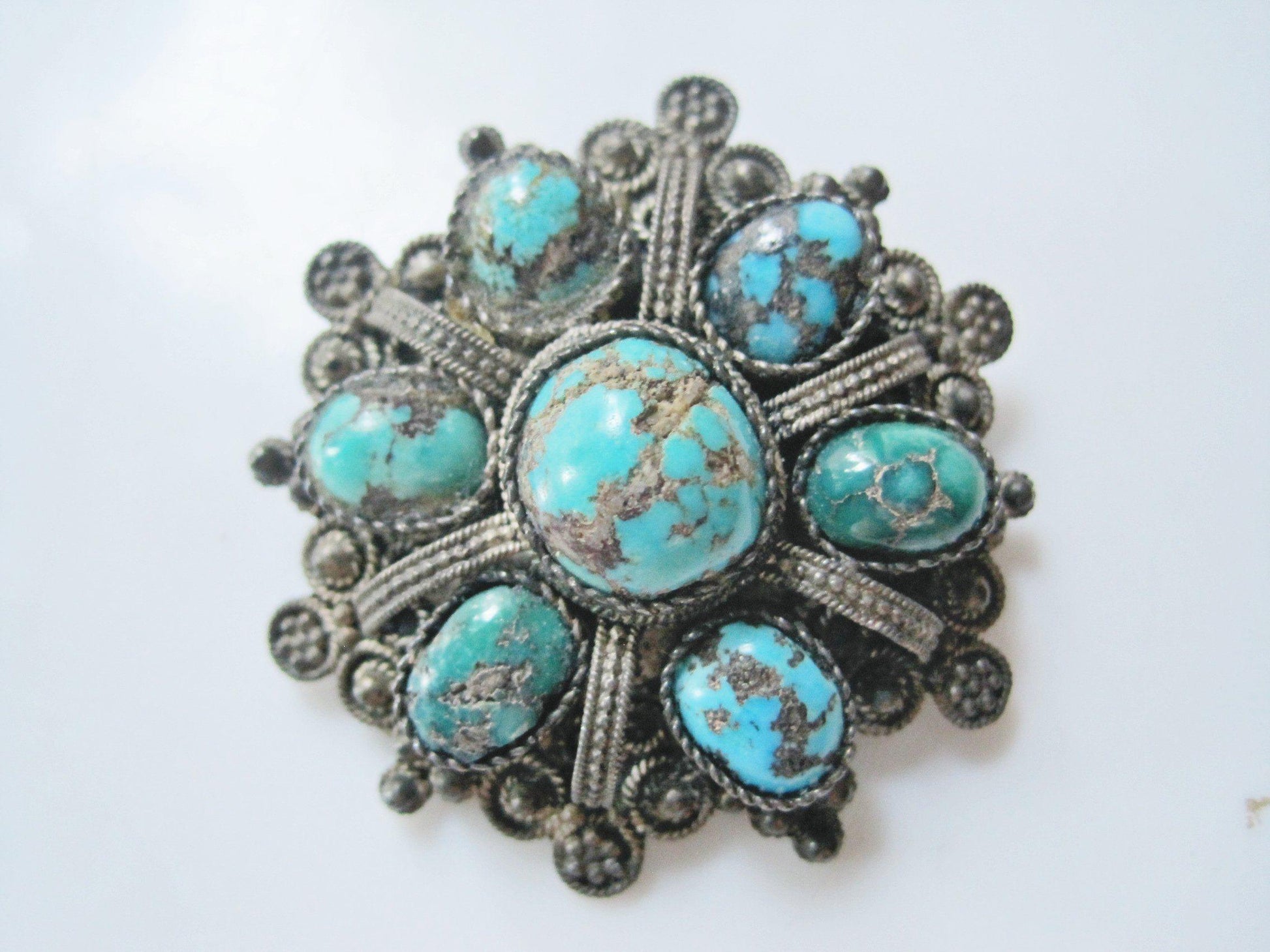 natural turquoise brooch