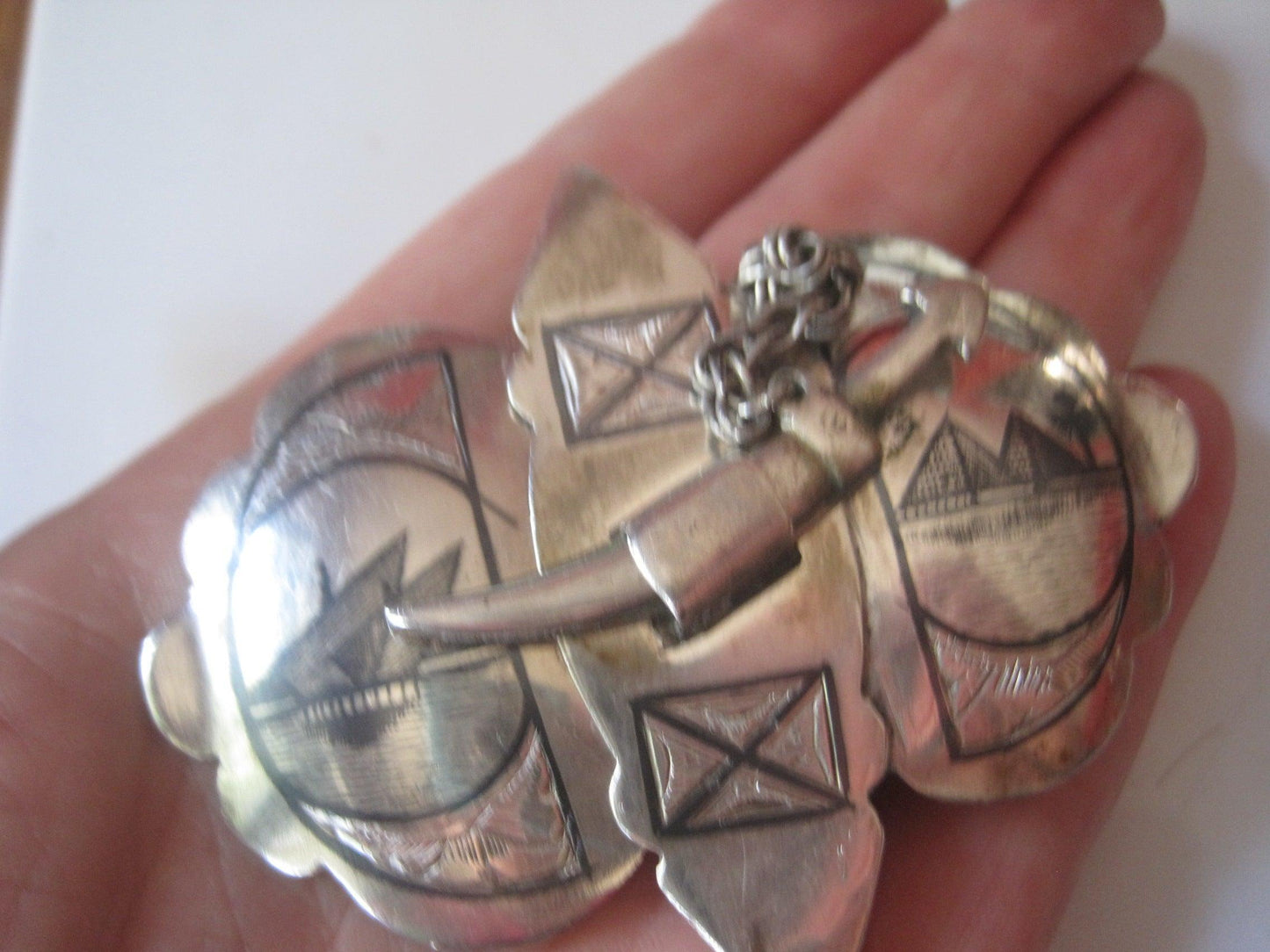 silver and niello belt buckle