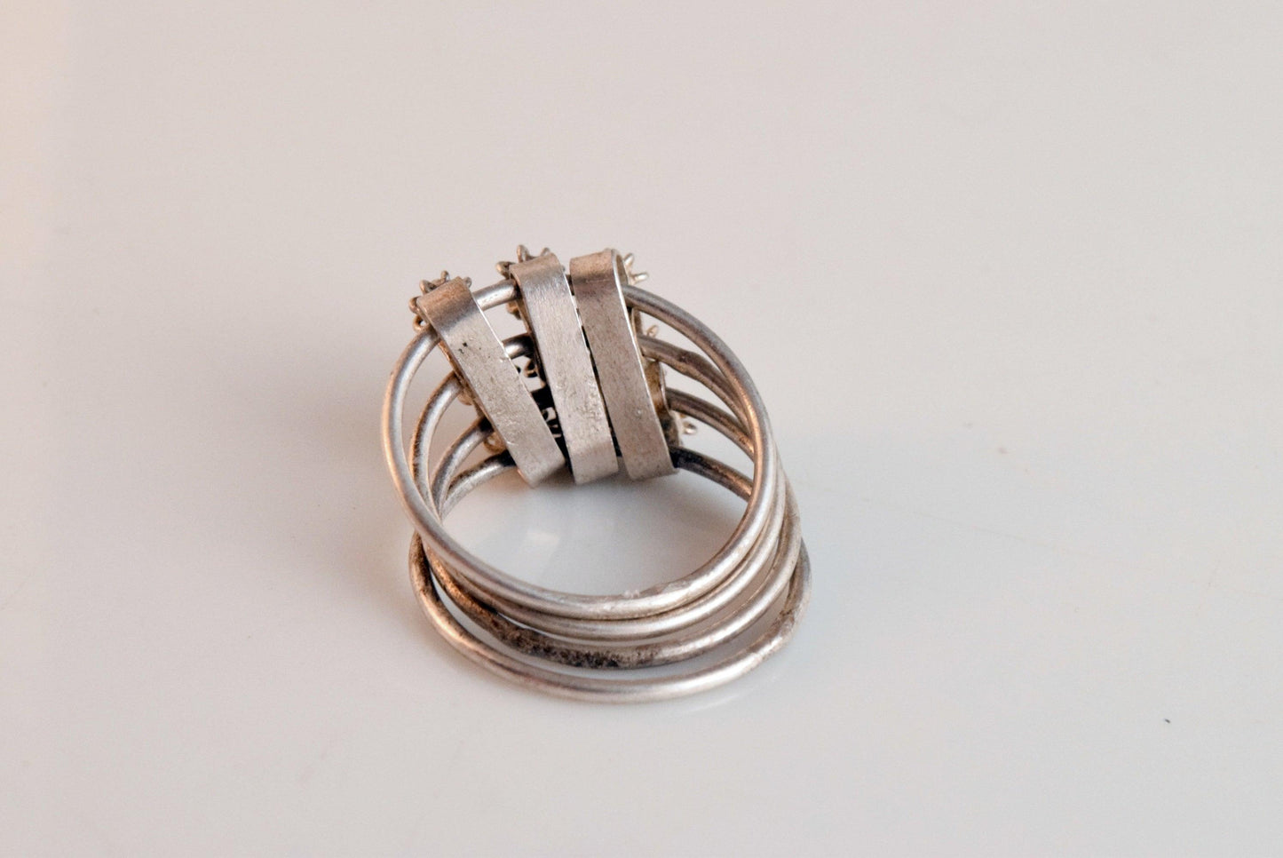 silver multi band ring