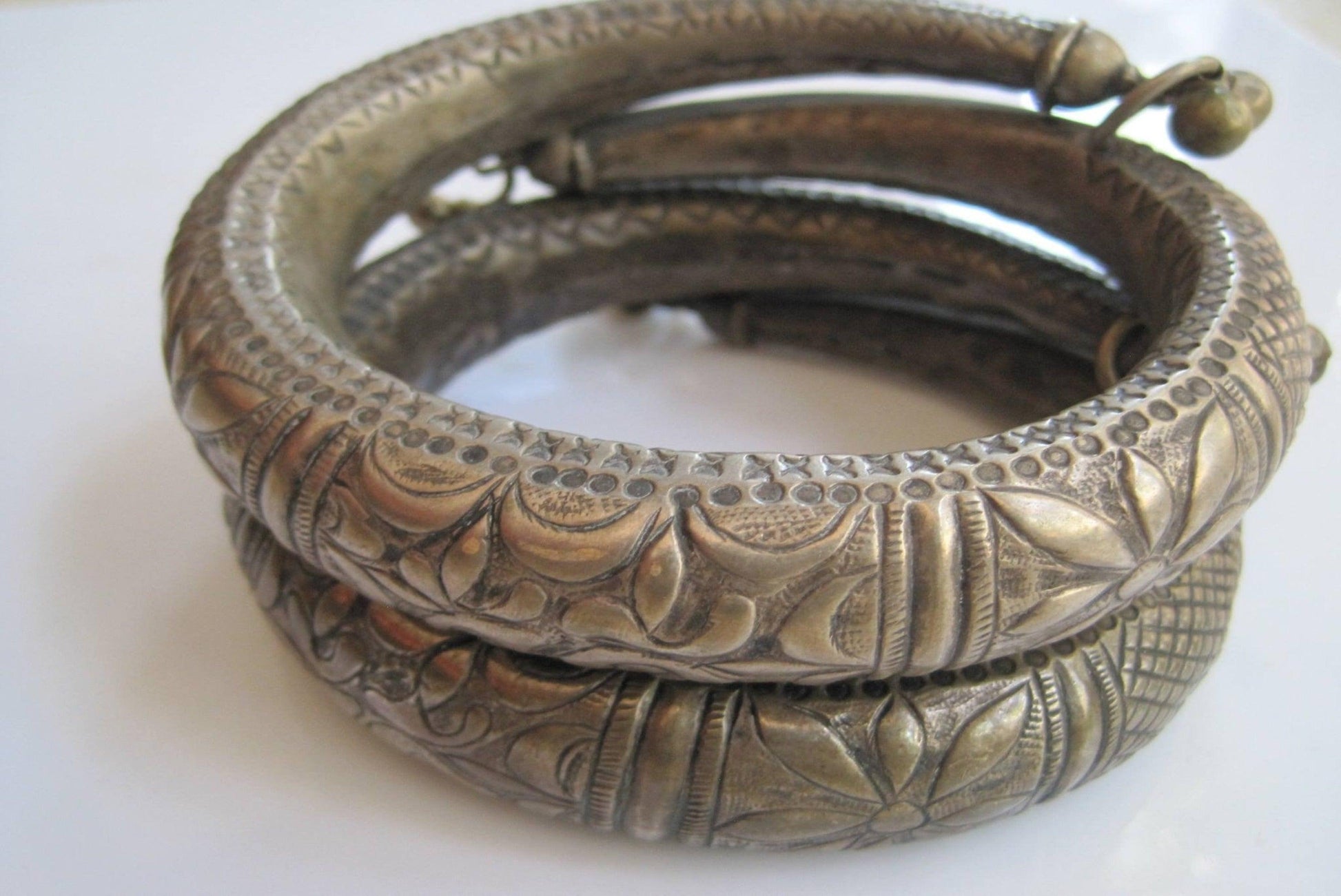 Vintage Pair of Silver Bedouin Armlets - Anteeka