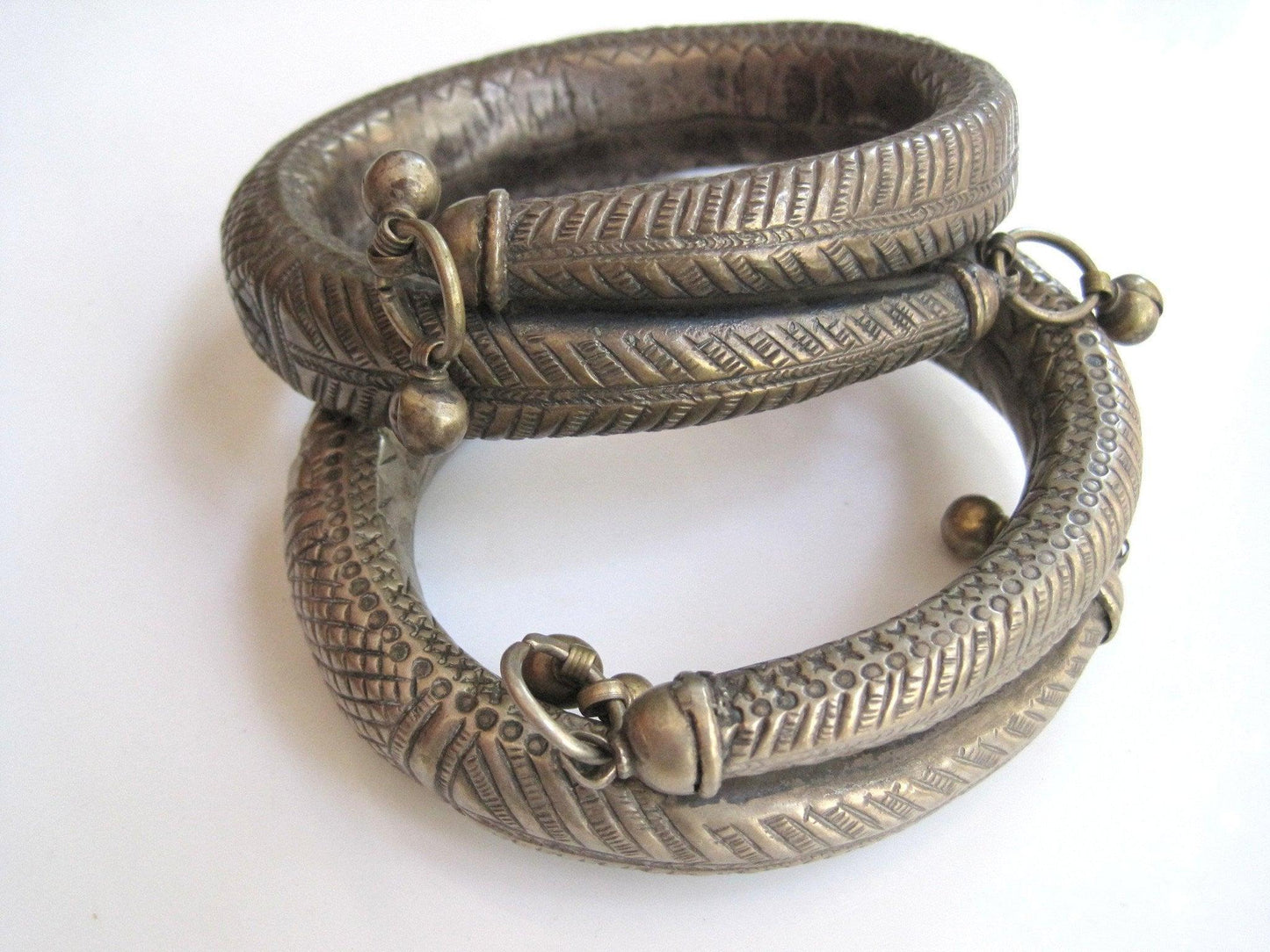 Vintage Pair of Silver Bedouin Armlets - Anteeka