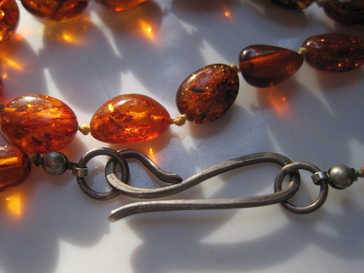 amber necklace with silver clasp