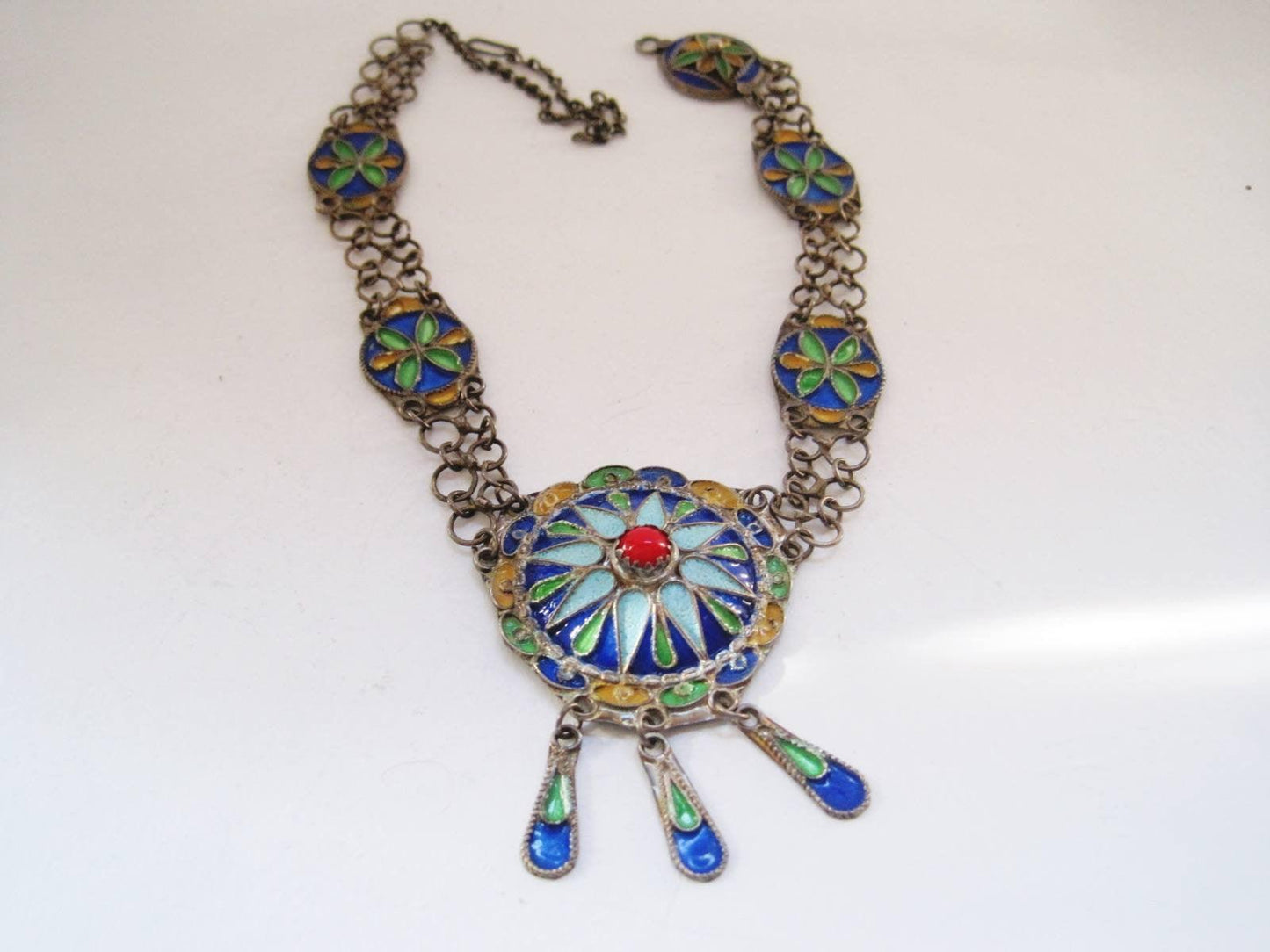 Vintage Silver and Enamel Berber Petite Choker Necklace from Algeria - Anteeka