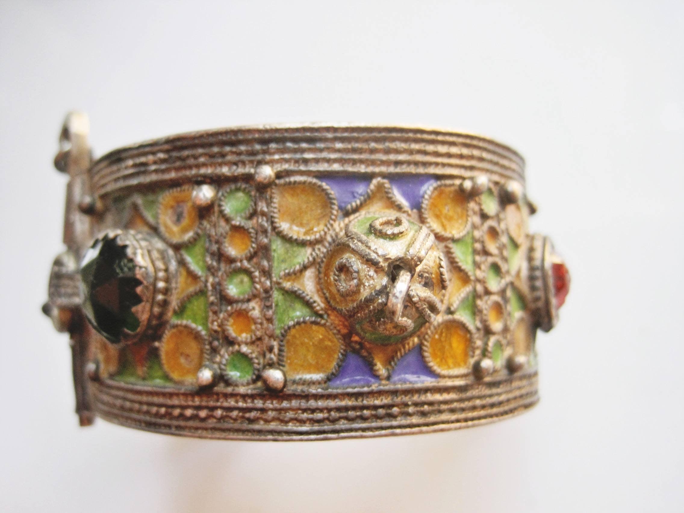 Moroccan jewelry, vintage Saharan fine silver open bracelet, 2 3/4 newest diameter