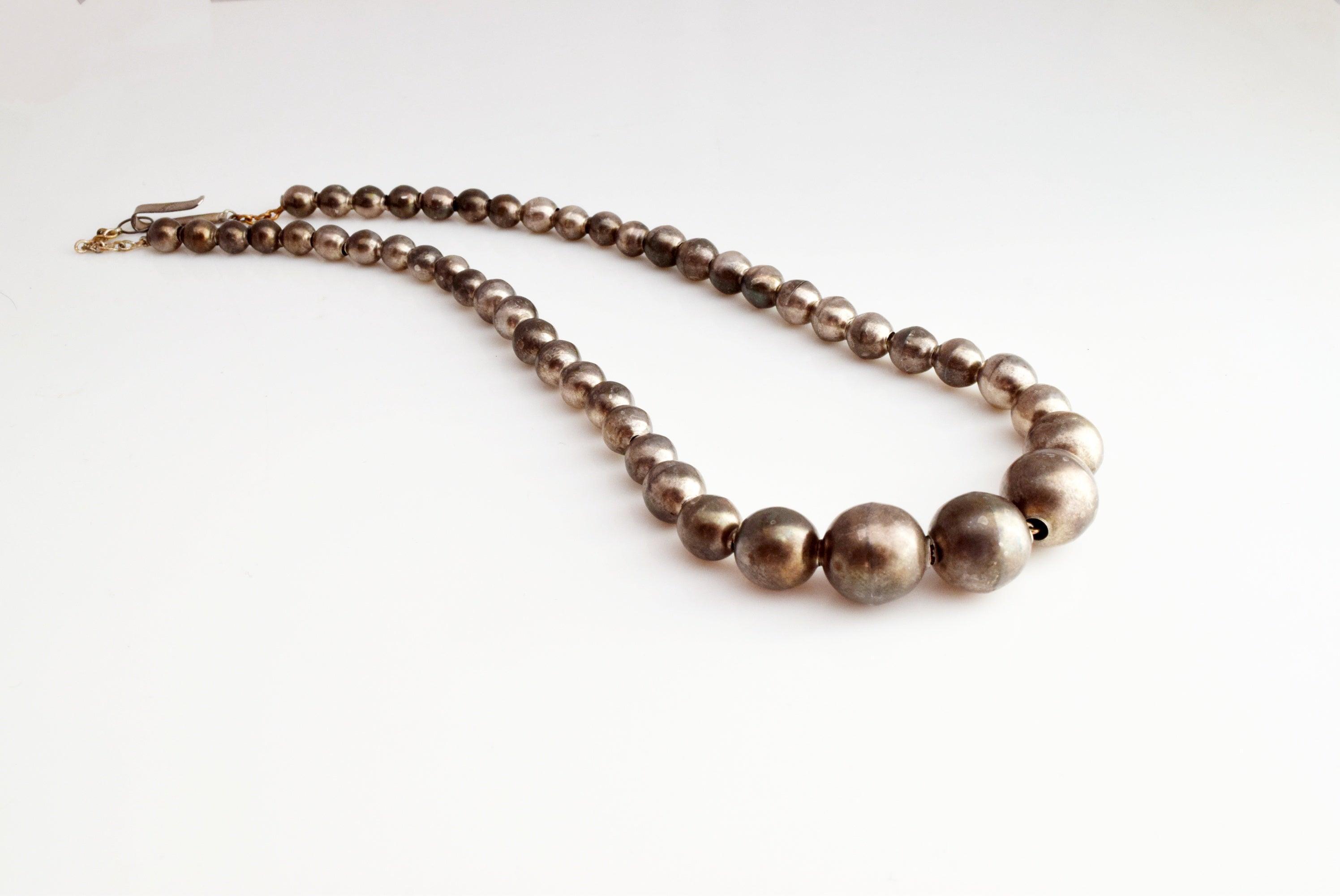 Vintage Mexico 925 Graduated Hollow newest Ball Beads Necklace, 26 in. 105.2 gram