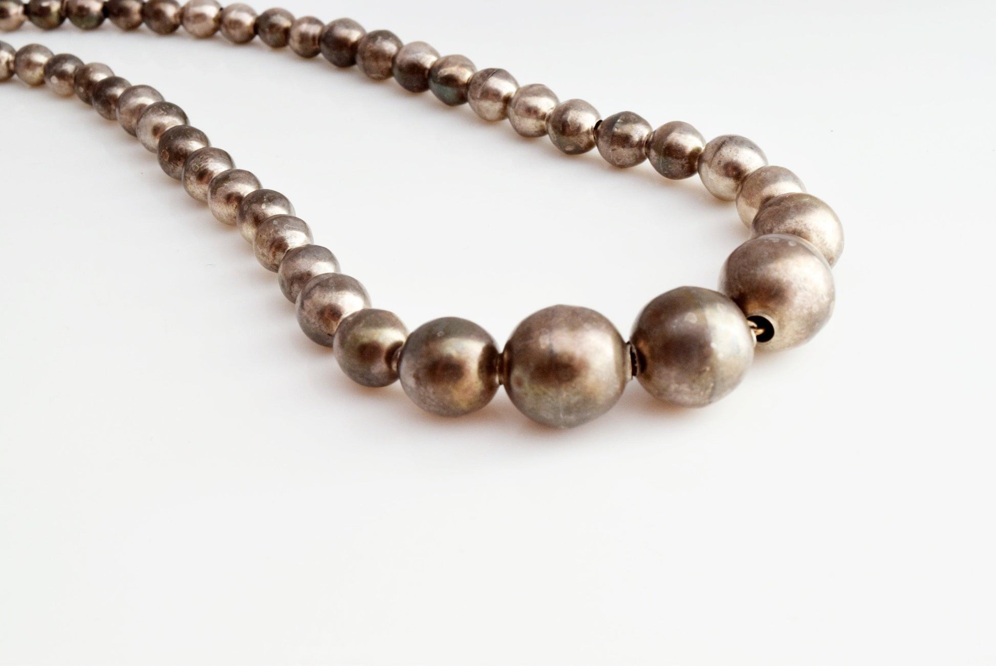 Vintage Silver Ball Necklace from Iguala, Mexico - Anteeka