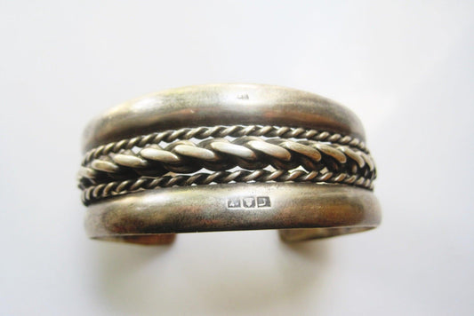 Vintage Silver Bedouin Palestinian Cuff Bracelet 1950's - Anteeka