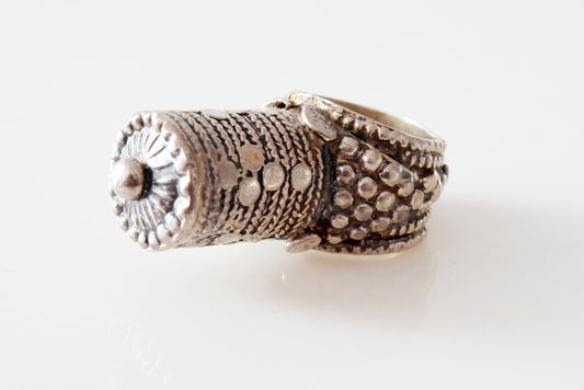 Vintage Silver Bedouin Tower Ring Size 6 3/4 - Anteeka