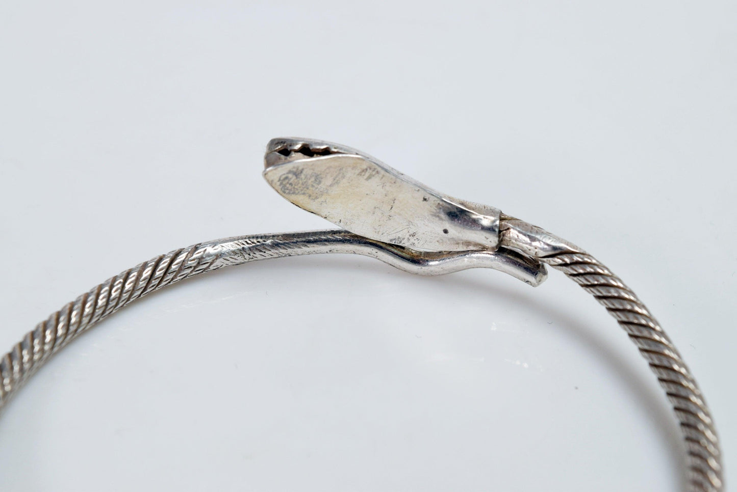 Vintage Silver Egyptian Snake Bracelet or Bangle - Anteeka