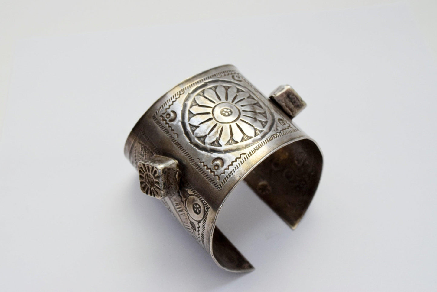 Vintage Silver Flared Berber Cuff Bracelet - Anteeka