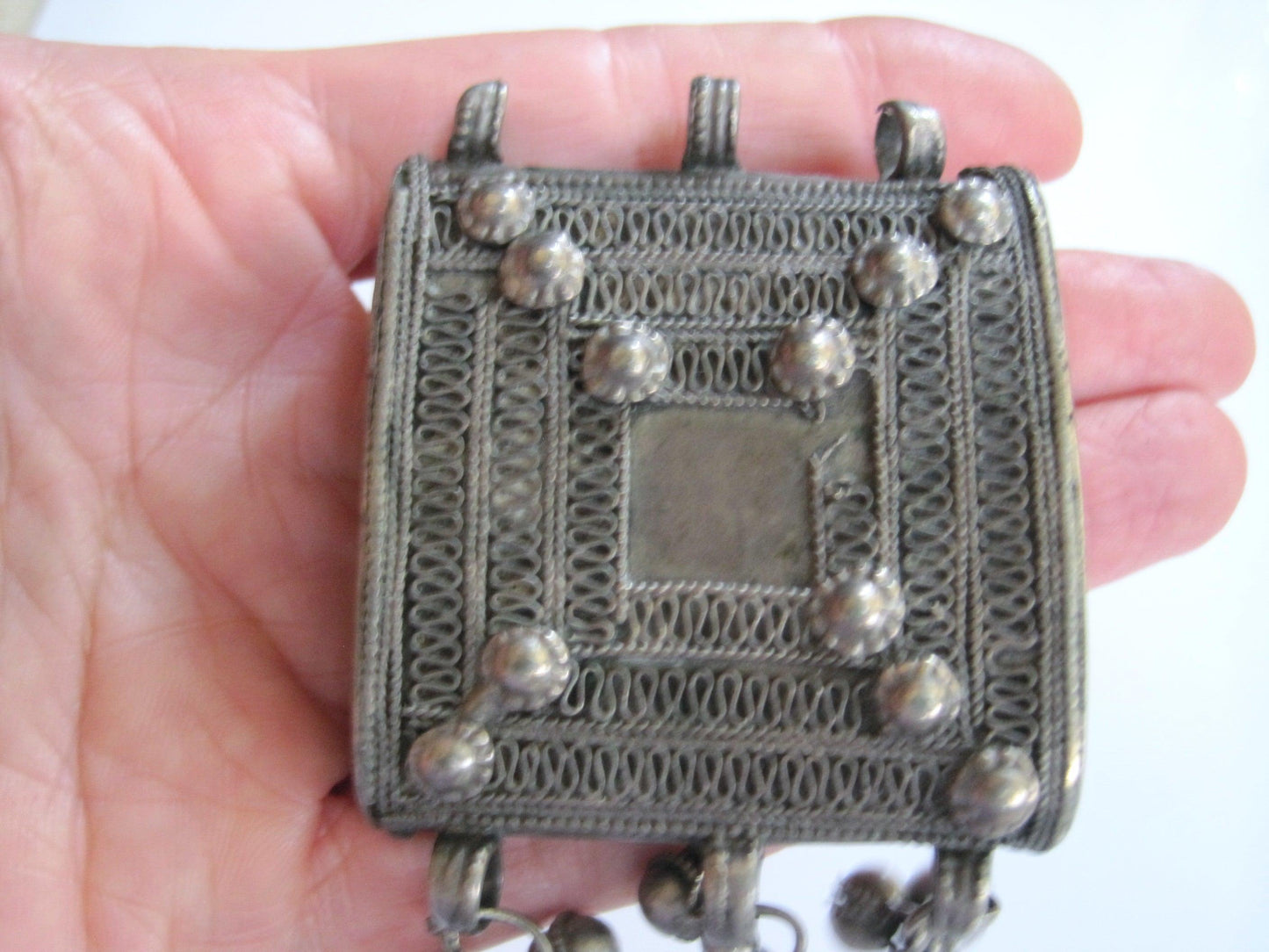 Vintage Silver Indian Amulet Pendant - Anteeka