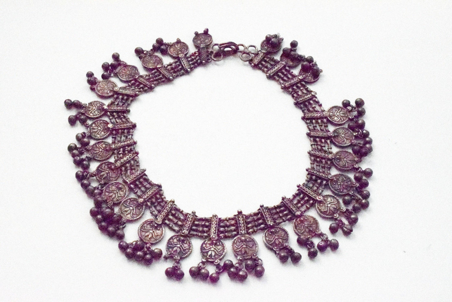 Vintage Silver Indian Kali Pendant Choker Necklace - Anteeka