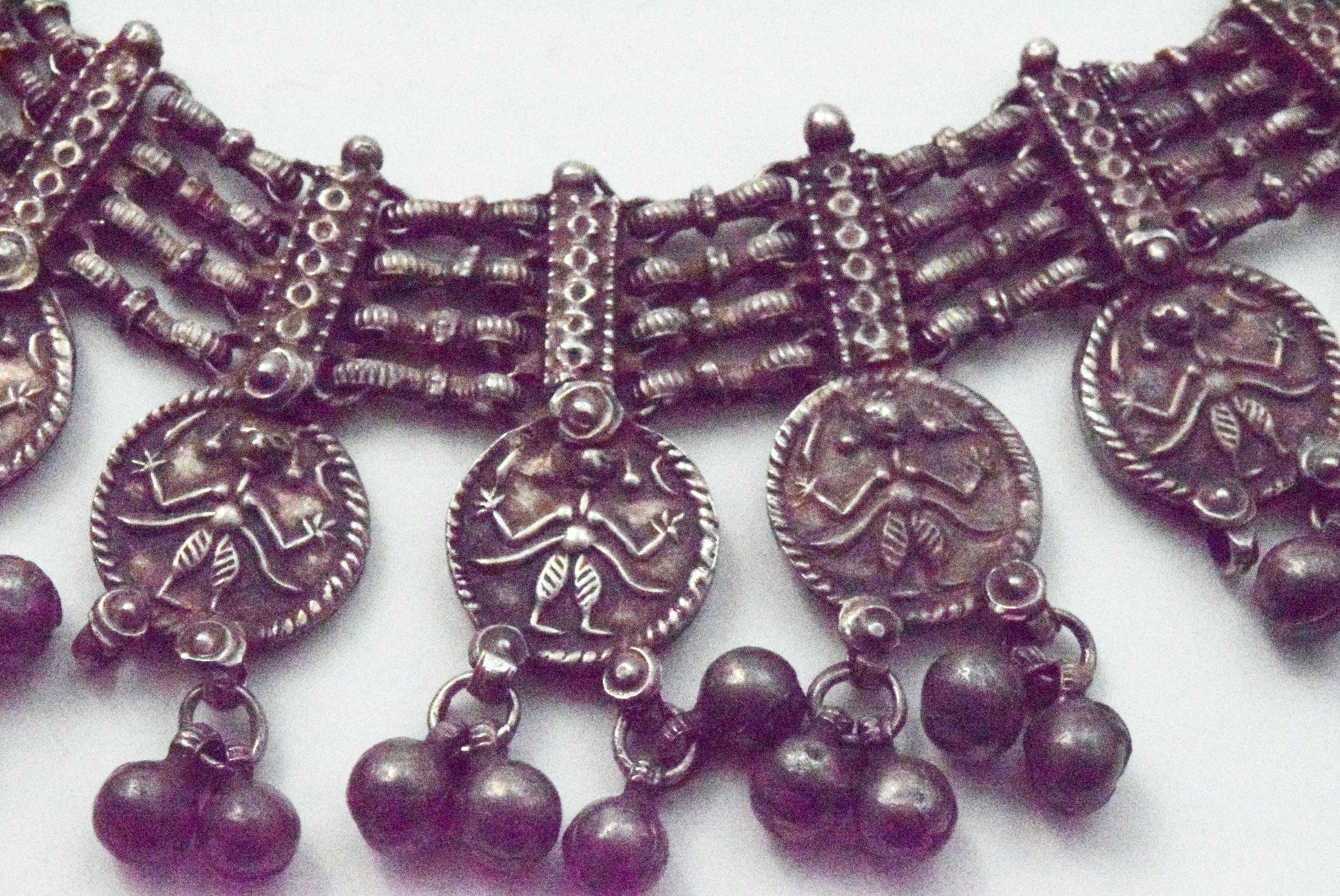 Vintage Silver Indian Kali Pendant Choker Necklace - Anteeka