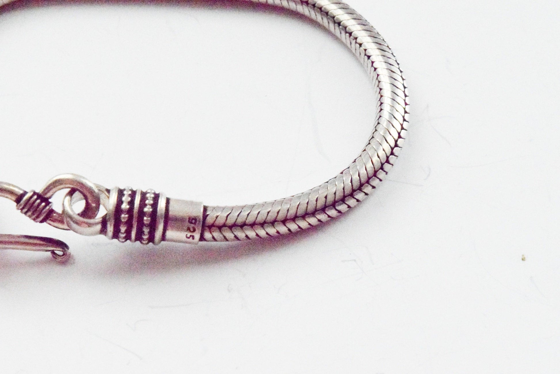 Vintage Silver Indian Snake Chain Bracelet - Anteeka