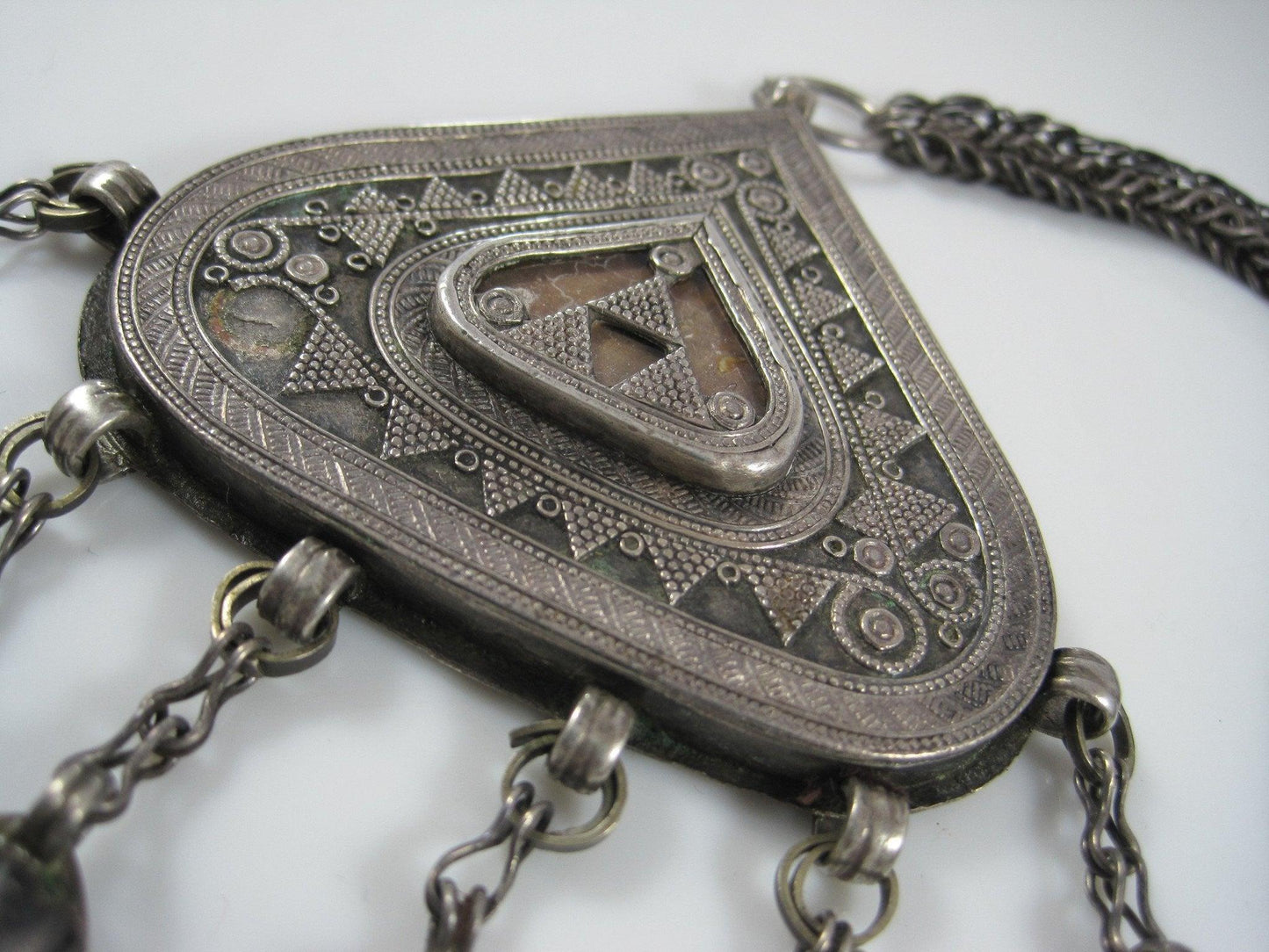 Vintage Silver Kazakh Pendant Necklace - Anteeka