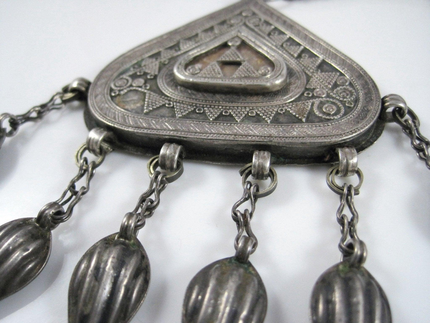 Vintage Silver Kazakh Pendant Necklace - Anteeka