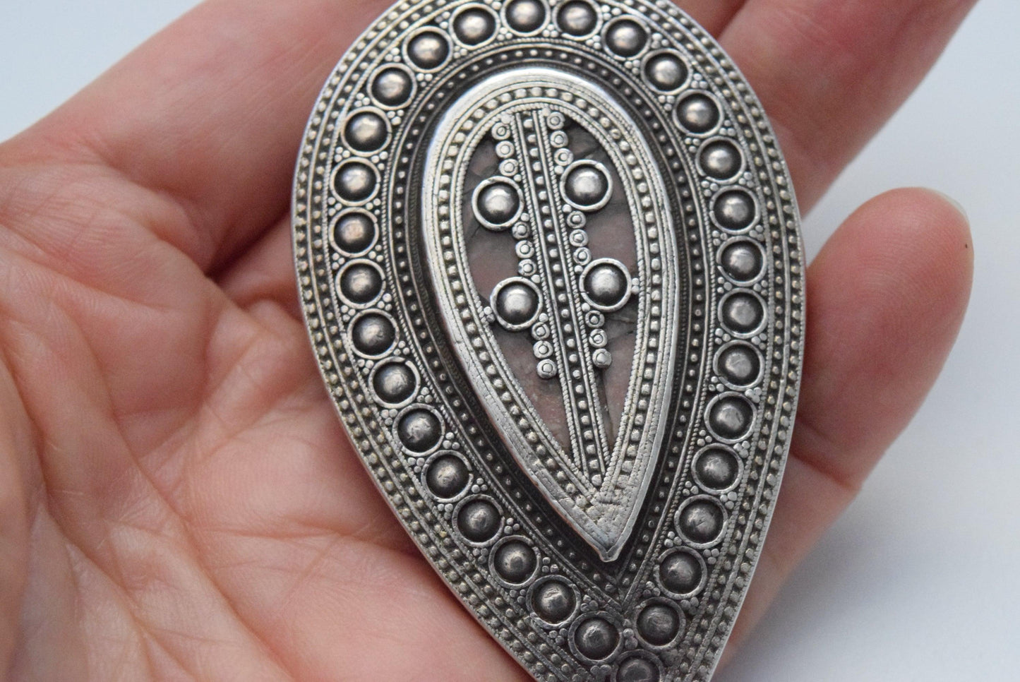 Vintage Silver Kazakh Style Pendant Necklace - Anteeka