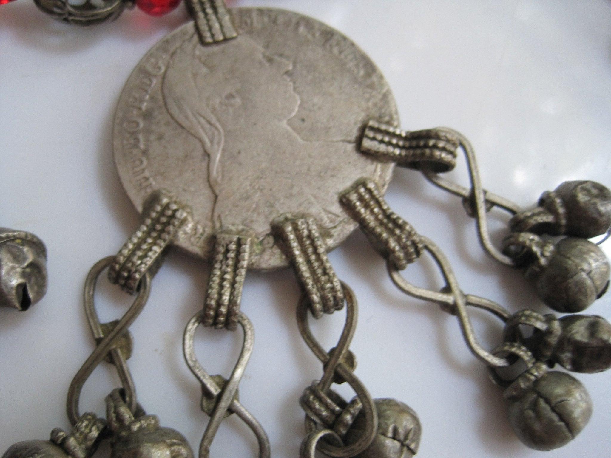 Vintage Bedouin Pendant Maria Theresa outlet Thaler Coin Pendant with Bell Dangles