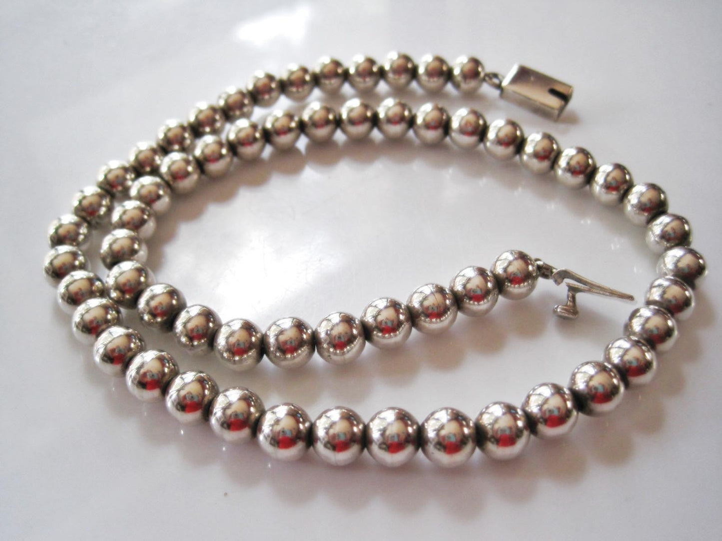 Vintage Silver Mexican Ball Choker Necklace - Anteeka