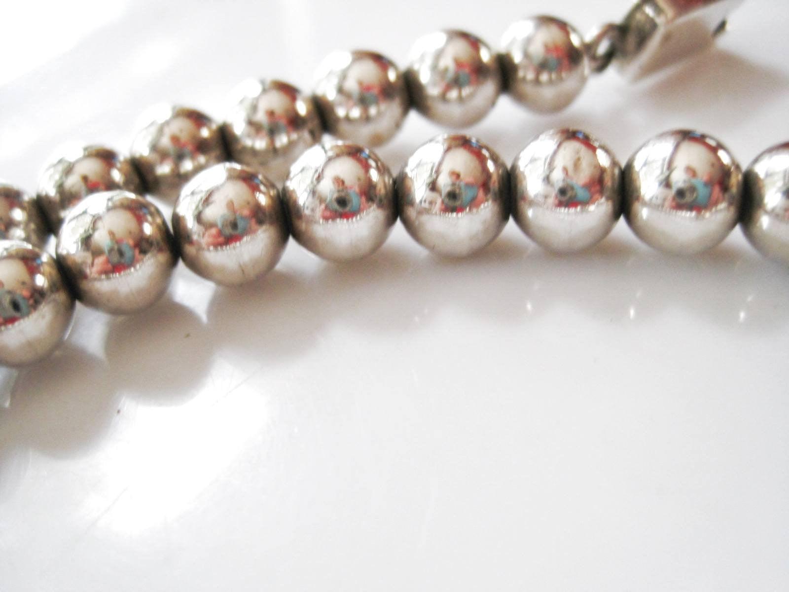 Vintage Silver Mexican Ball Choker Necklace - Anteeka