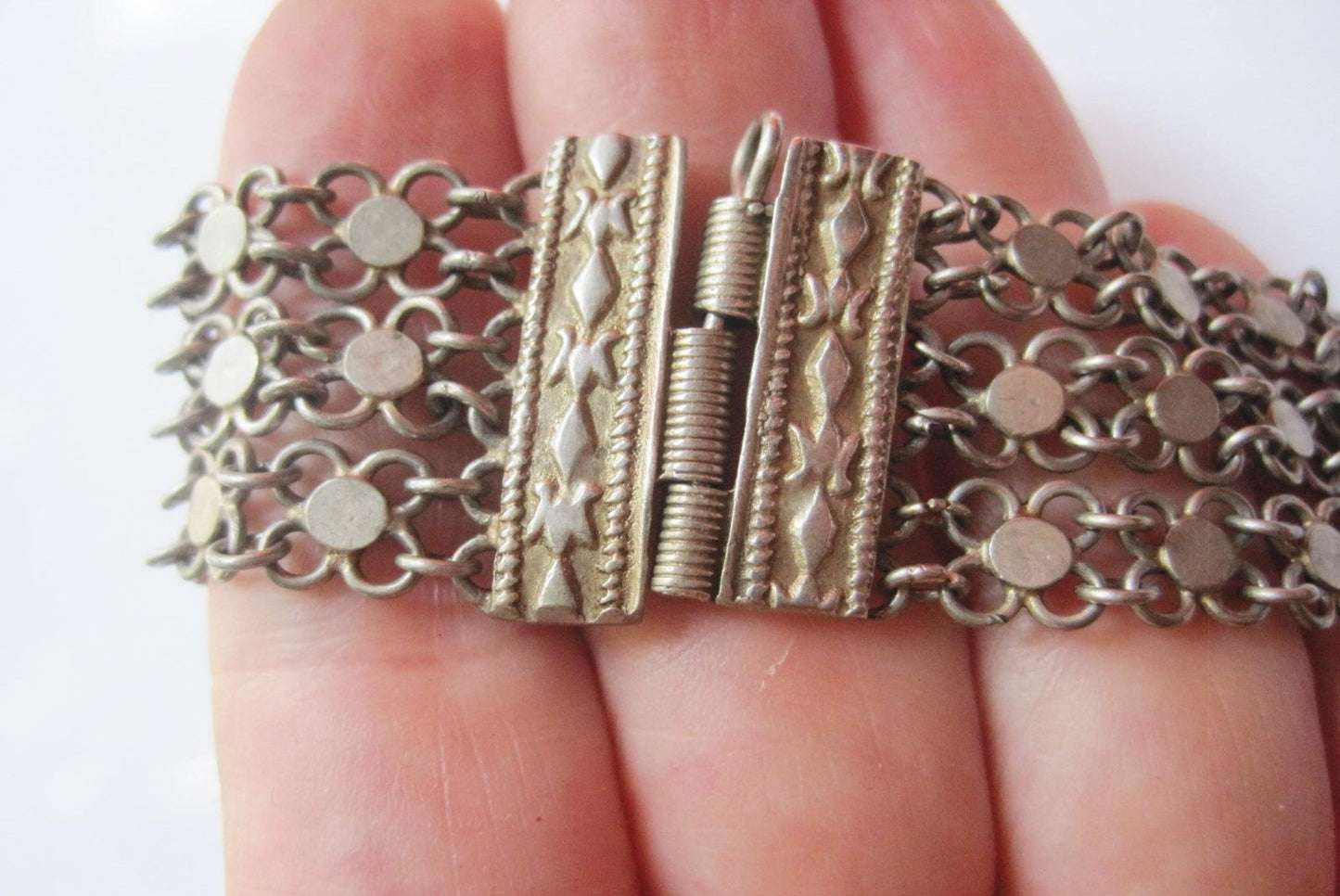 Vintage Silver Turkish Link Bracelet - Anteeka