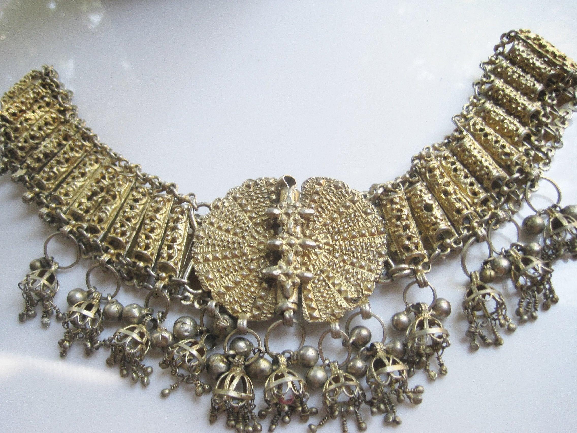 Vintage Silver Yemeni Belt with Gold Gilt – Anteeka