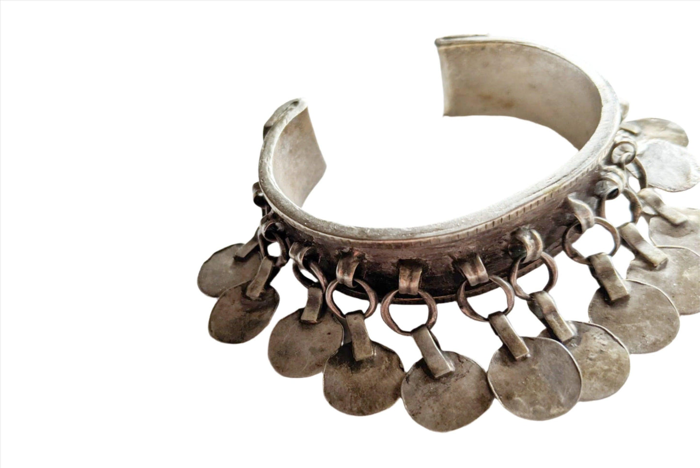 Vintage Silver Zar Egyptian Bracelet with Disc Dangles - Anteeka