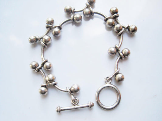 Vintage Sterling Silver Ball and Link Chain Bracelet - Anteeka