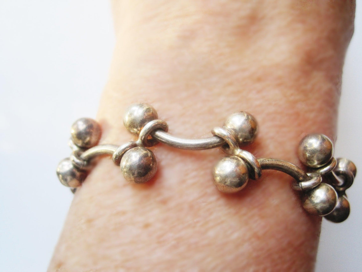 Vintage Sterling Silver Ball and Link Chain Bracelet - Anteeka