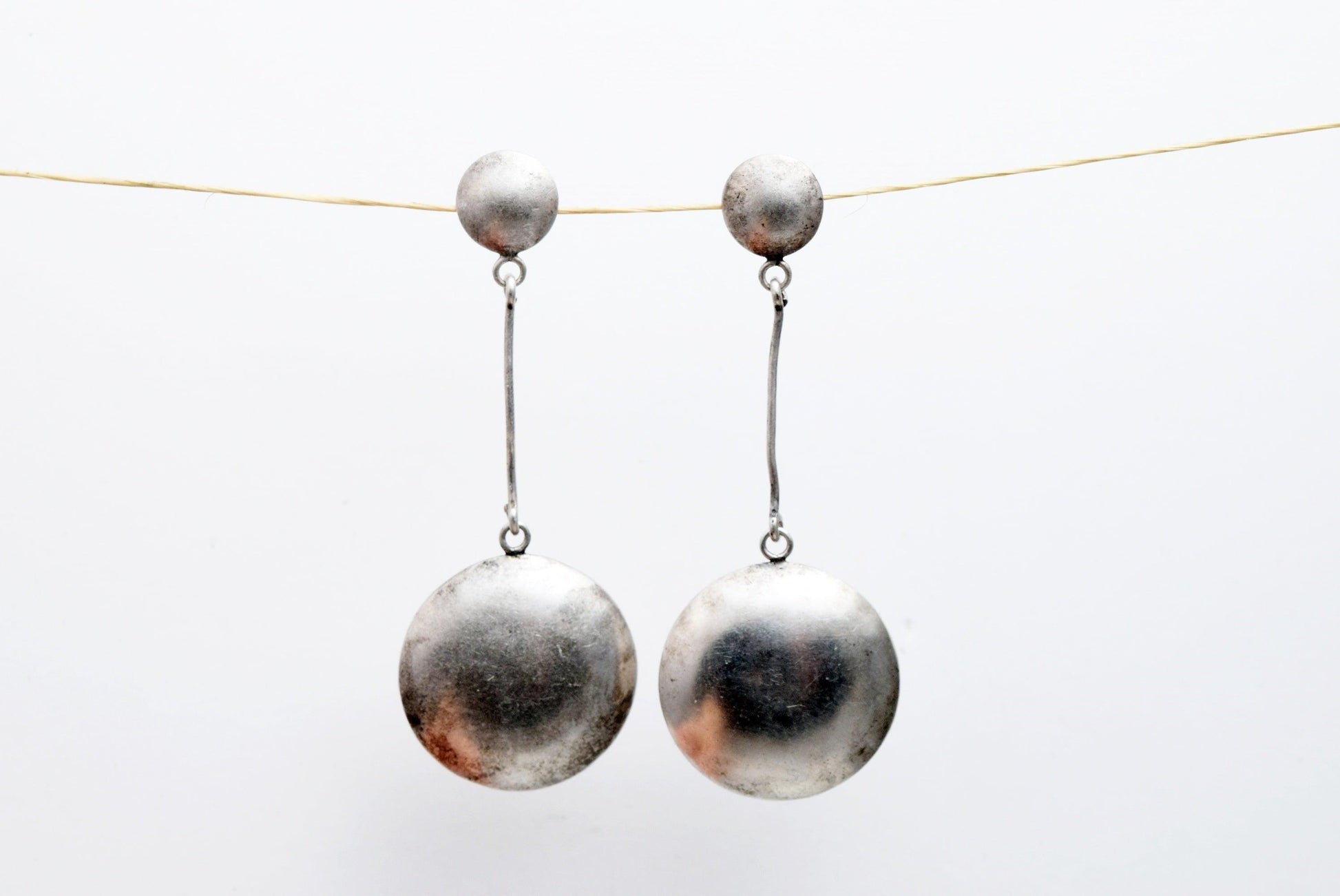 Vintage Sterling Silver Pendulum Earrings from Bali - Anteeka