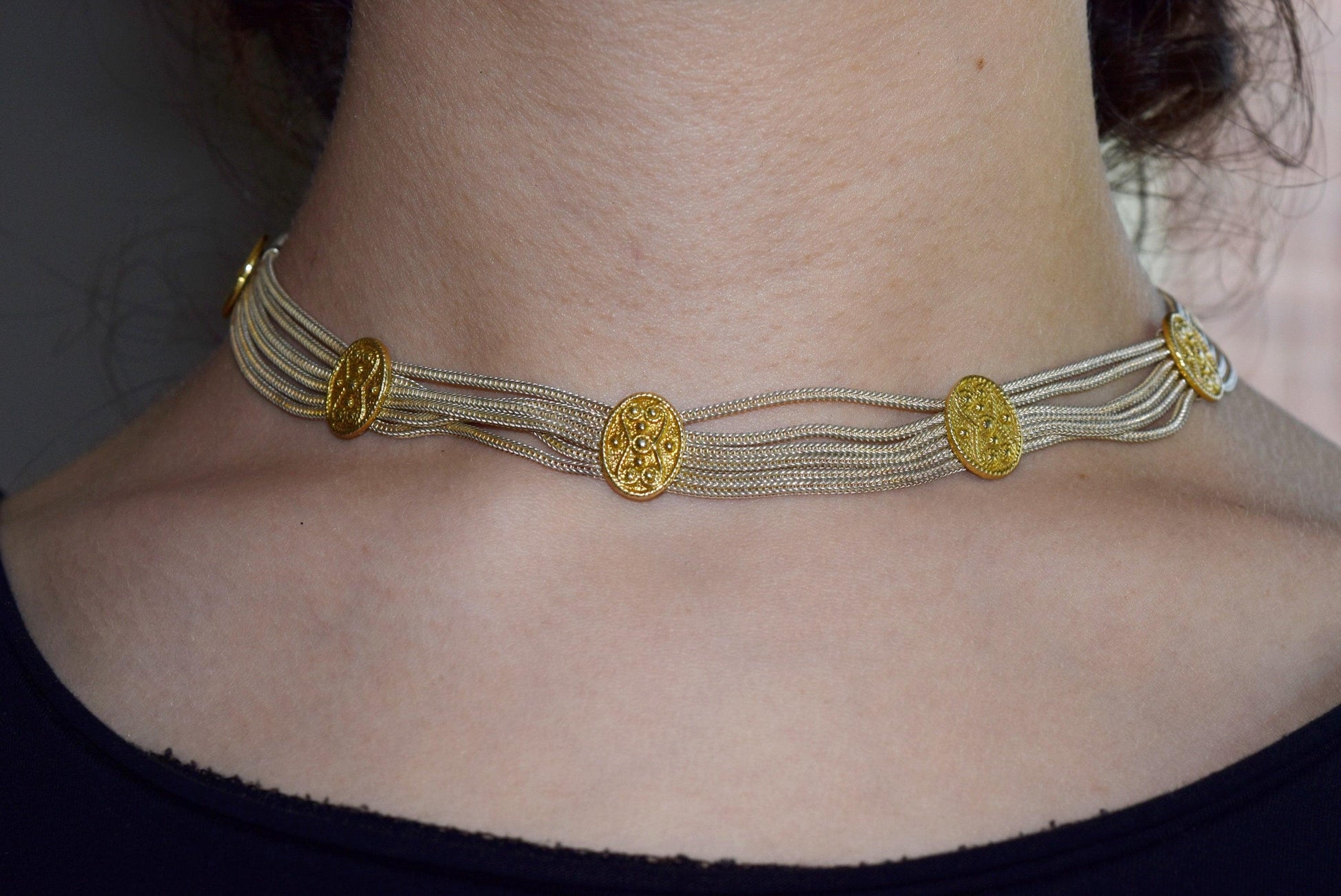 Vintage Sterling Turkish Chain Bracelet and Necklace Set - Anteeka