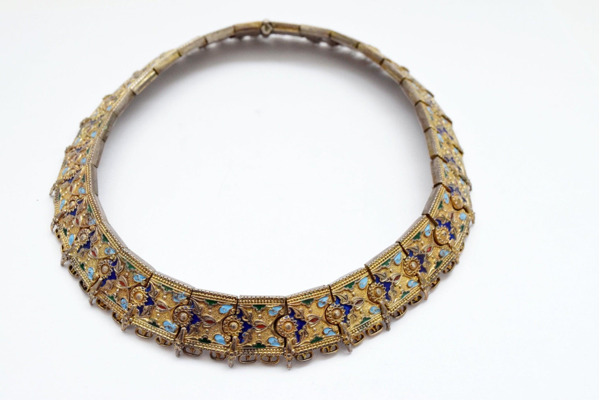 enamel and silver necklace