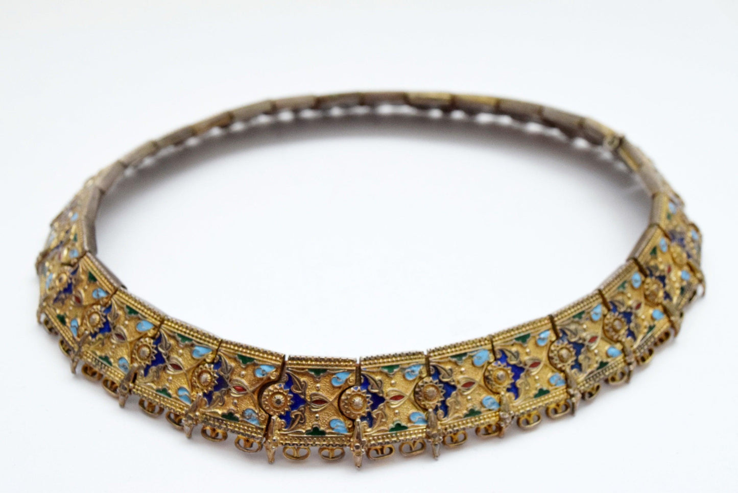 gold gilt silver and enamel necklace