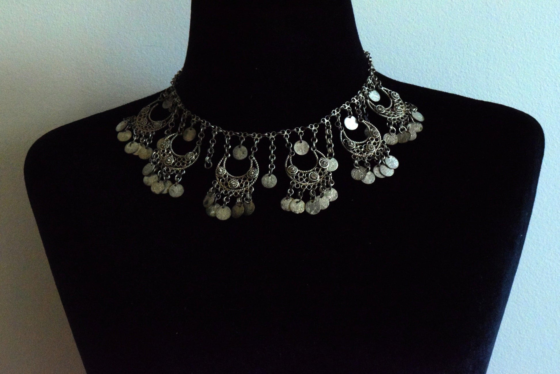 Vintage Turkish Folk Necklace with Faux Coins - Anteeka