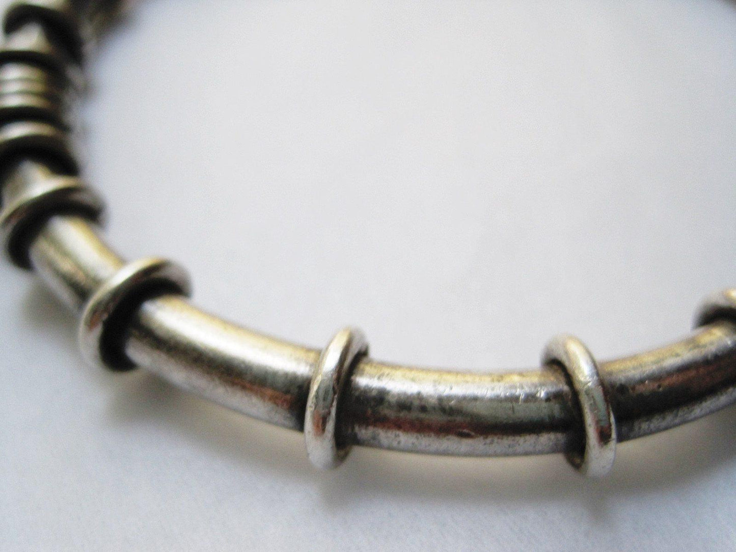 silver bangle with ridges