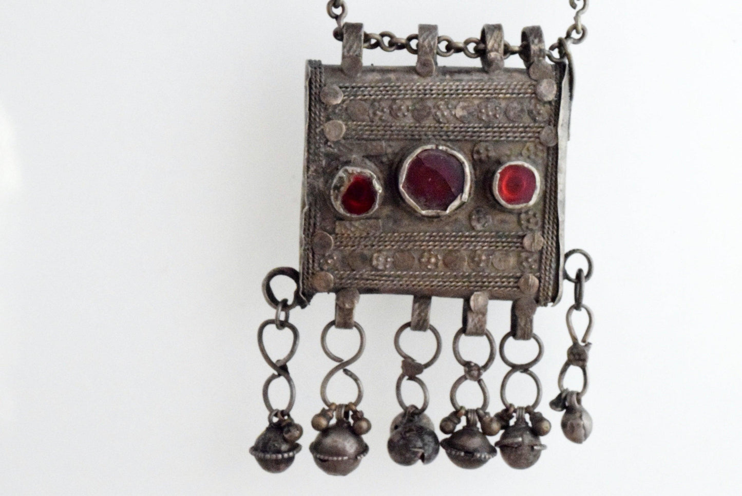 Vintage Yemeni Bedouin Square Amulet Holder Necklace - Anteeka